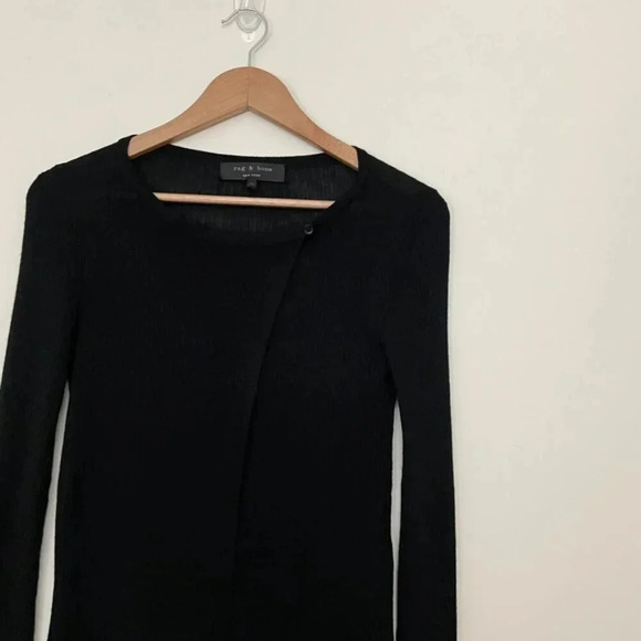 Rag & Bone Black Rib Knit Asymmetrical Wrap Front Sweater Size XS - Picture 6 of 6